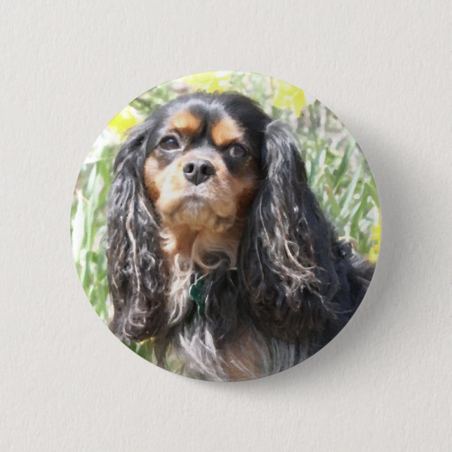 Painted Cavalier King Charles Spaniel Button (Vorderseite)