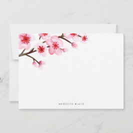 Painted Cherry Blossom Stationery Flachkarten Mitteilungskarte