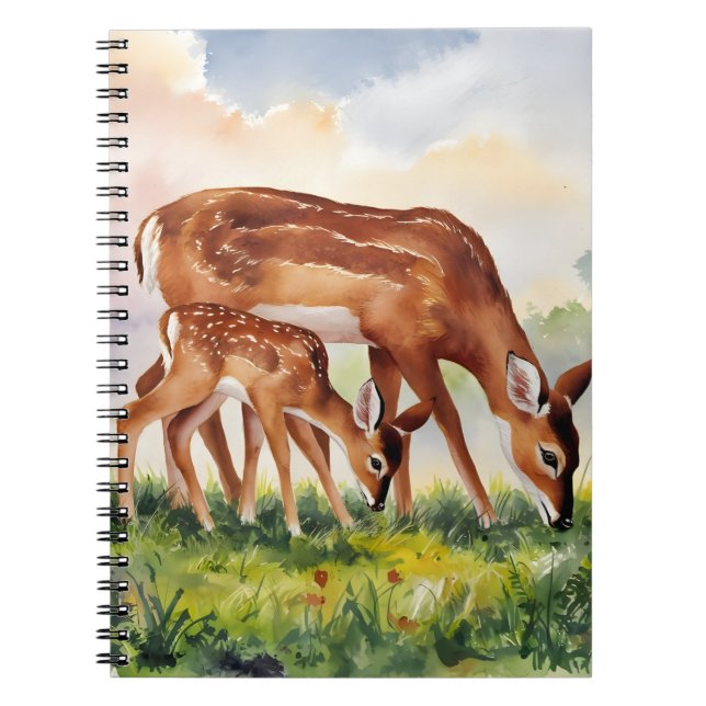Painted Deer Mom and Baby Notizblock (Vorderseite)