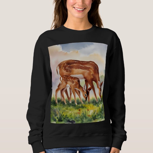 Painted Deer Mom and Baby Sweatshirt (Vorderseite)