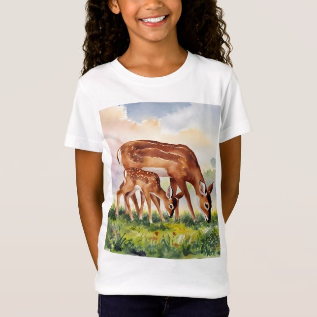 Painted Deer Mom and Baby T-Shirt (Vorderseite)