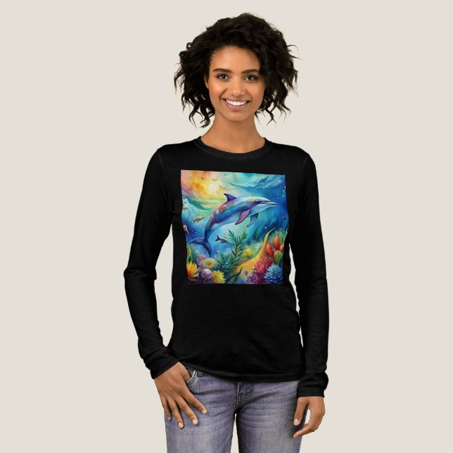 Painted Dolphin Tri-Blend Shirt (Volle Vorderseite)