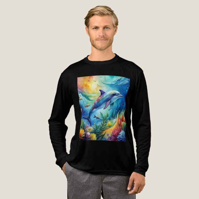 Painted Dolphin Tri-Blend Shirt (Volle Vorderseite)