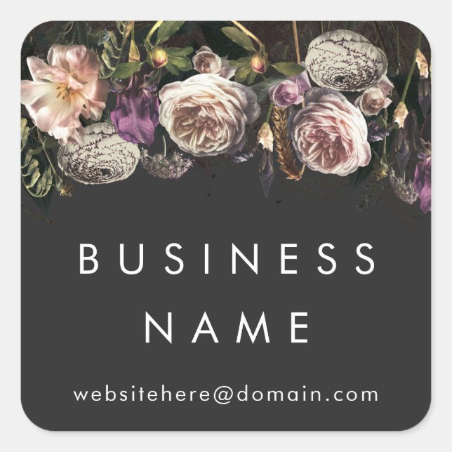 Painted Floral Customizable Business Stickers (Vorderseite)