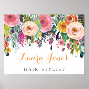 Painted Floral Ladys Business Sign Poster