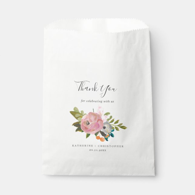 Painted floral Vielen Dank für Ihre Hochzeit Geschenktütchen (Vorderseite)