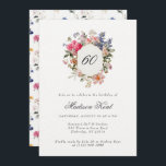 Painted Floral Wappen 60. Geburtstagsparty Einladung<br><div class="desc">Feiern Sie einen Meilenstein mit Eleganz und Stil mit unserer 60. Das botanisch inspirierte Design mit einem exquisiten Blumenstrauß und einem raffinierten Kalligraphie-Schriftart lädt zum Party oder zum Sommergeburtstag ein. Egal ob Sie ein großes Ereignis oder eine intime Ansammlung veranstalten, diese 60. Geburtstagsfeier wird den Ton für ein unvergessliches Fest...</div>