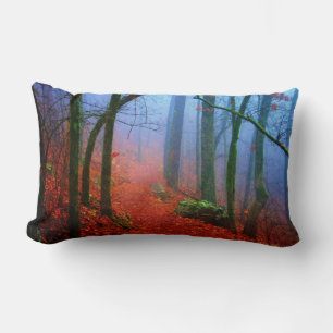 Painted Forest Autumn Blue Fog Pillow Lendenkissen