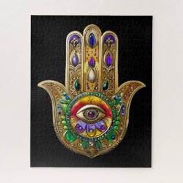 Painted Gold Hamsa Amethyst Ruby Third Eye