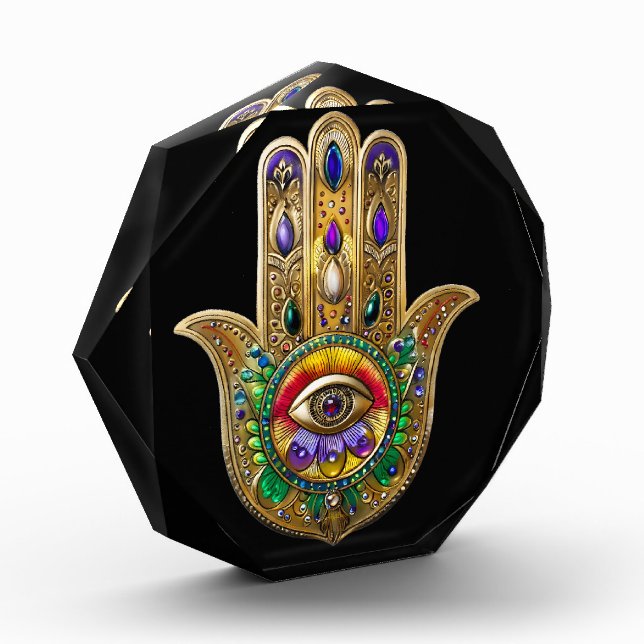 Painted Gold Hamsa Amethyst Ruby Third Eye Fotoblock (Links)