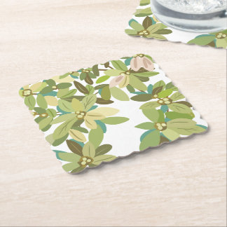 Painted Green Leaves Botanical Greenery Art Untersetzer