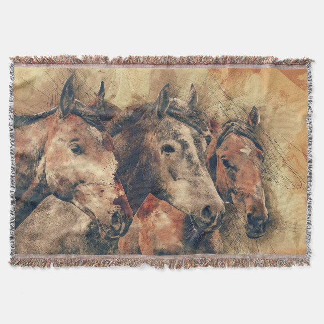 Painted Horses Collage Decke (Vorderseite)