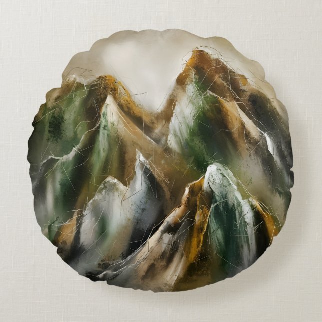 Painted Mountains  Rundes Kissen (Vorderseite)