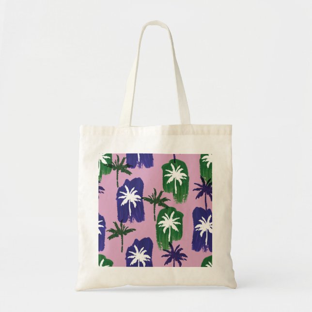 Painted Palm, Navy Blue Green. Tragetasche (Vorne)