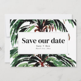 Painted Palm Trees Beach Hochzeitsfest Foto Save The Date