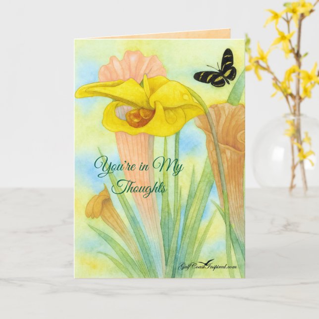 Painted Petals Pitcher Plant Folded Greeting Card Karte (Gelbe Blume)