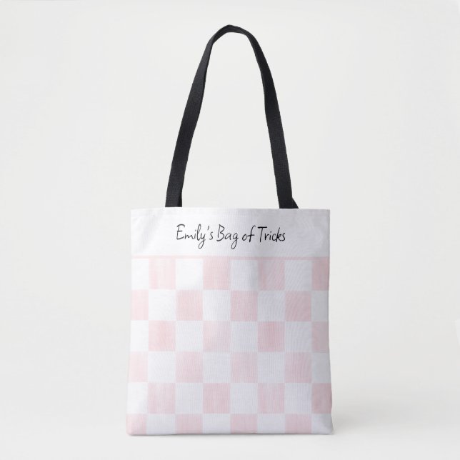 Painted Pink Checkerboard Pattern Personalized Tasche (Vorderseite)