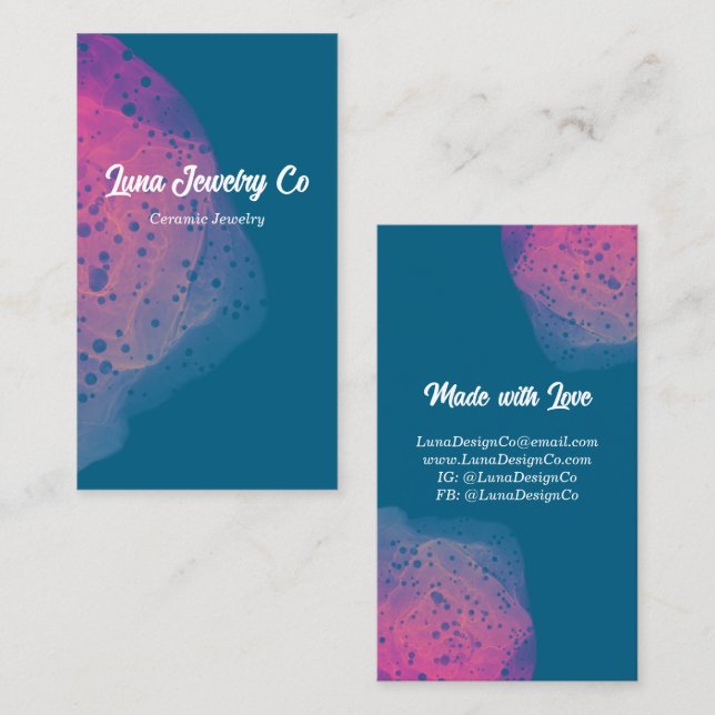 Painted Pink Rainbow Jewelry Business Card  Visitenkarte (Vorne/Hinten)