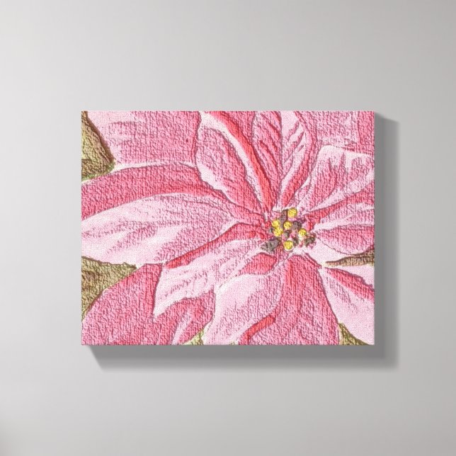 Painted Poinsettia Weihnachtsfeier Blume Leinwanddruck (Vorderseite)