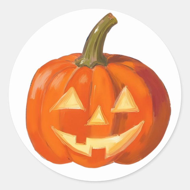Painted Pumpkin Face Runder Aufkleber (Vorderseite)