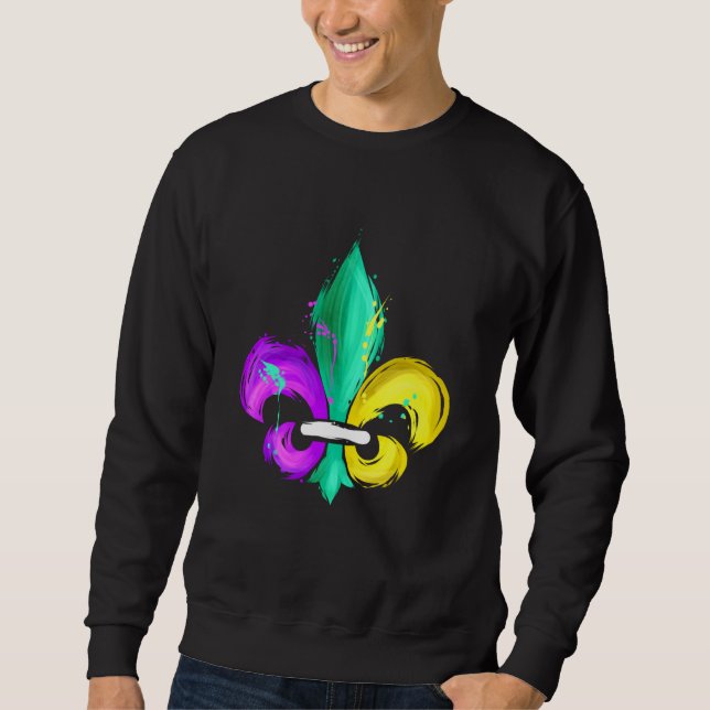 Painted Purple Green And Golden Fleur De Lis For M Sweatshirt (Vorderseite)
