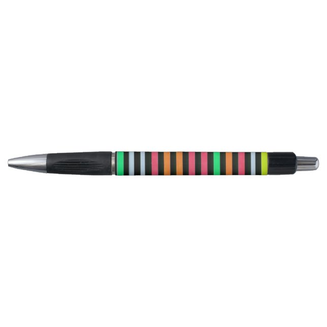 Painted Rainbow Stripes Black Kugelschreiber (Vorderseite)