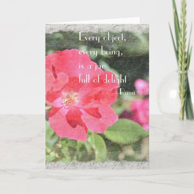 Painted Rose Floral Garden Rumi Quote Card Karte (Vorderseite)