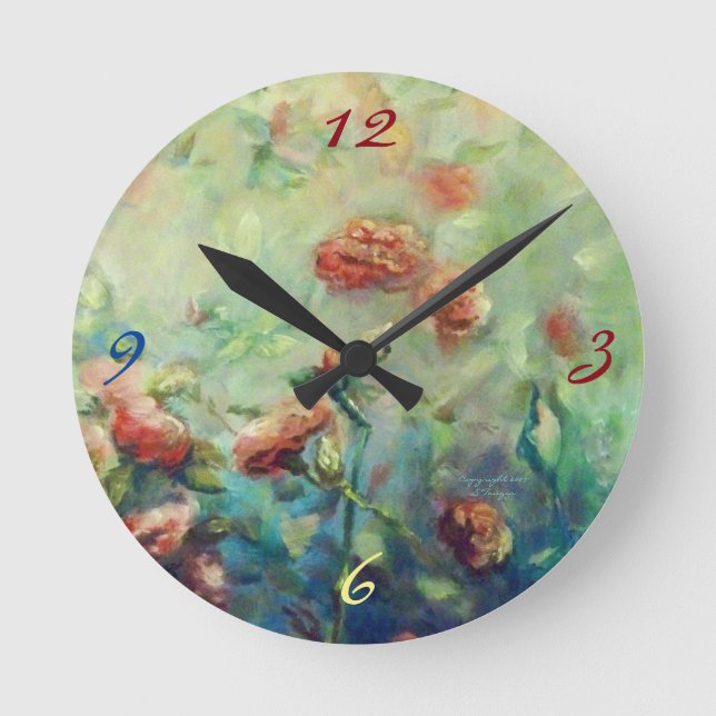 Painted Roses wall clock Runde Wanduhr (Vorderseite)