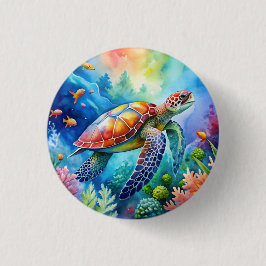 Painted Sea Turtle  Button