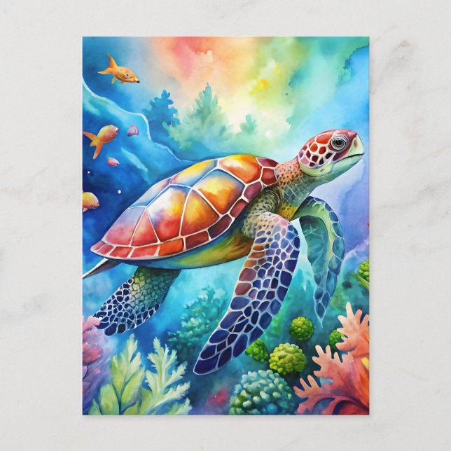 Painted Sea Turtle  Postkarte (Vorderseite)