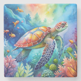 Painted Sea Turtle  Steinuntersetzer