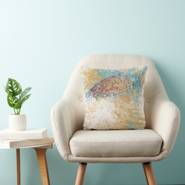 Painted Sea Turtle Throw Kissen | Strand und Küste (Stuhl )