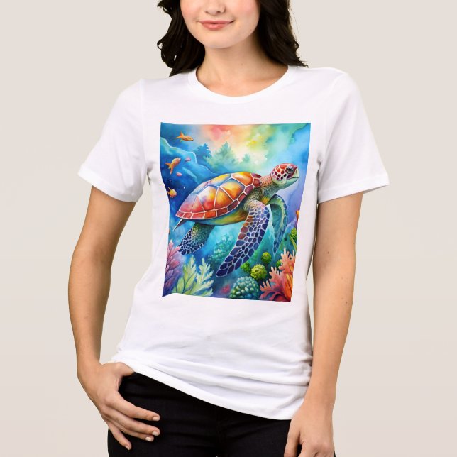 Painted Sea Turtle  Tri-Blend Shirt (Vorderseite)