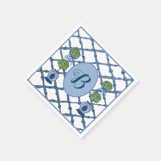 Painted Topiary Chinoiserie Ginger Jars Jar  Serviette (Ecke)