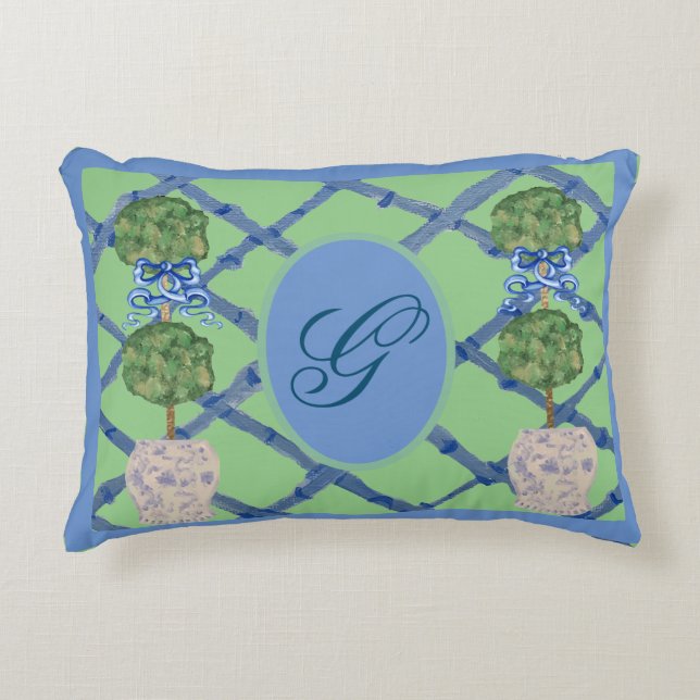 Painted Topiary Chinoiserie Ginger Jars Jar Throw  Dekokissen (Vorderseite)
