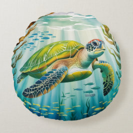 Painted Turtle Rundes Kissen