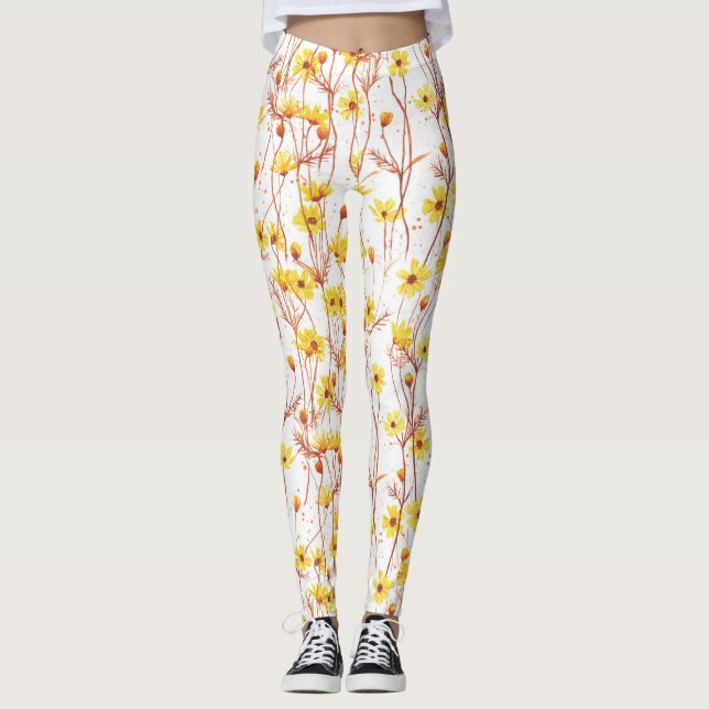 Painted Yellow Daisies Leggings (Vorderseite)