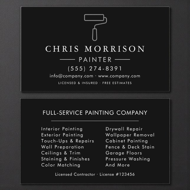 Painter Black Silver Modern Visitenkarte (Von Creator hochgeladen)