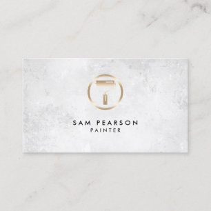 Painter Gold Paint Roller Brush Icon Business Card Visitenkarte