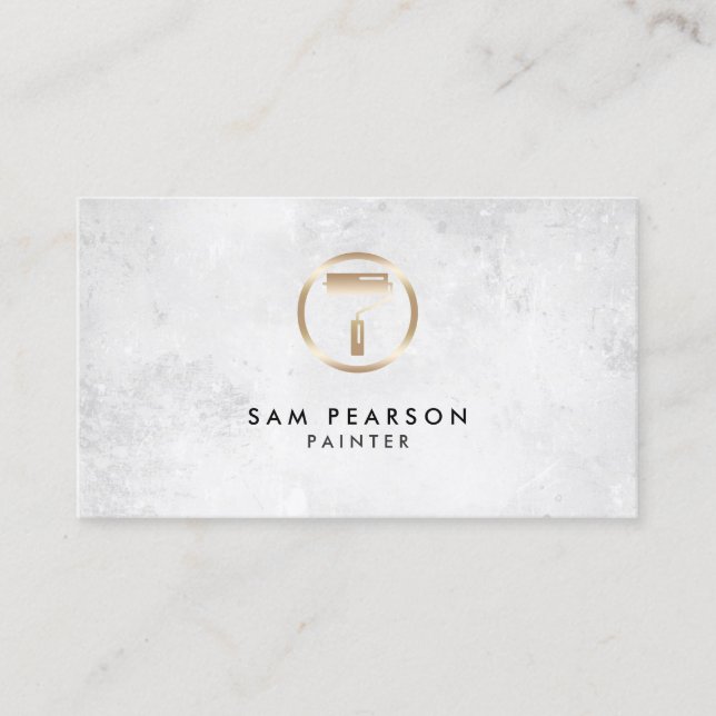 Painter Gold Paint Roller Brush Icon Business Card Visitenkarte (Vorderseite)