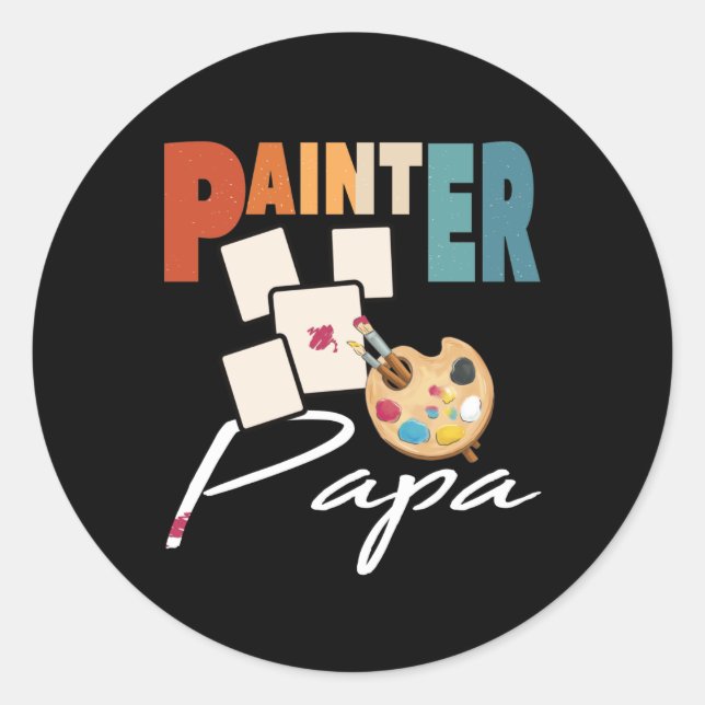 Painter Papa Artist Design For Father's Day Runder Aufkleber (Vorderseite)