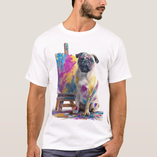Painter Pug � Abstract Art Dog T-Shirt (Vorderseite)