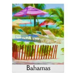 Painterly Bahamas Sommerurlaub Beach Scene Poster