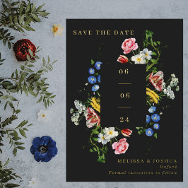 Painterly Floral Frame Wedding Foto Save the Date Folieneinladung