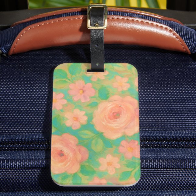 Painterly Floral Rose Pattern Art Gepäckanhänger (Vorderseite Insitu 2)