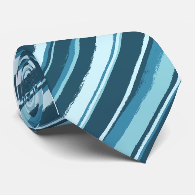 Painterly gestreiftes aquamarines einseitiges krawatte (Gerollt)
