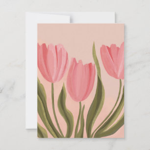 Painterly Hübsch Pink Tulips Postkarte