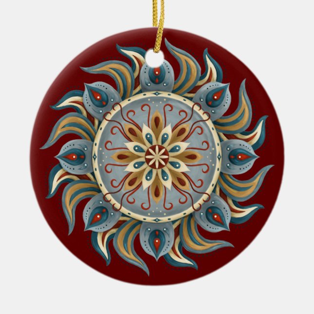 Painterly Mandala Keramik Ornament (Vorne)