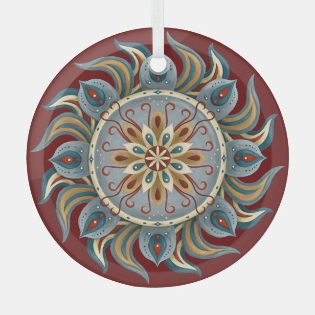 Painterly Mandala Ornament Aus Glas (Vorderseite)