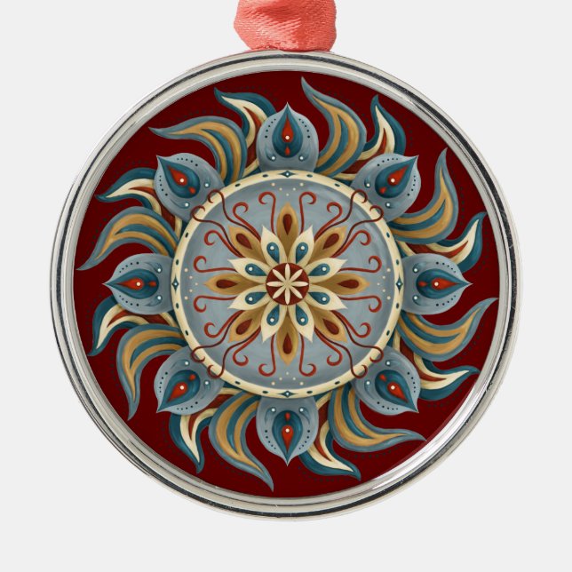 Painterly Mandala Ornament Aus Metall (Vorne)